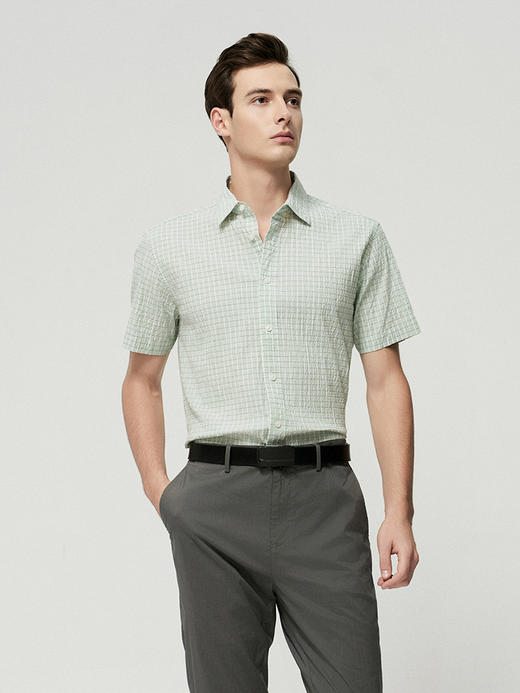 【棉质格子衬衫】25年年夏季新品短袖薄款小格纹休闲衬衣 商品图1