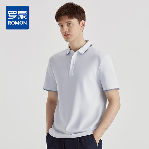 【含桑蚕丝】罗蒙夏季商务男士polo衫百搭休闲男t恤短袖polo衫 商品图0