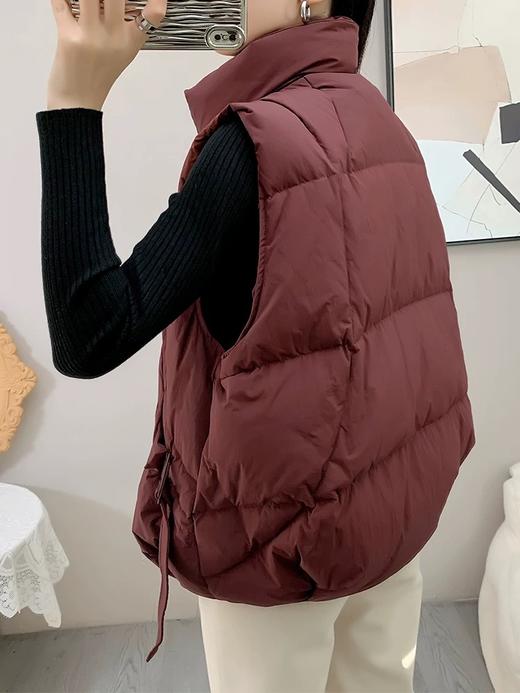 【YW】无忧购“反季清仓”韩版松弛感轻薄百搭立领飘带羽绒马甲6301（截单后3-5天发货) 商品图4