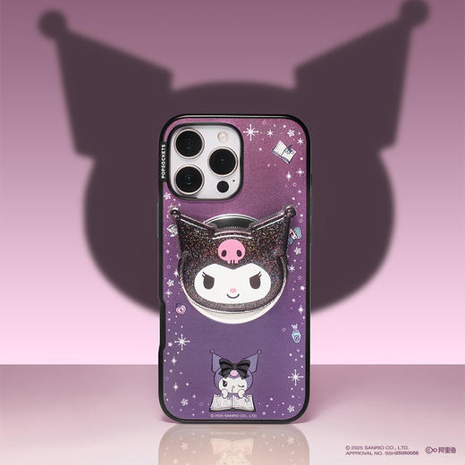 【漂浮魔法屋】魔法瀑布Kuromi PopSockets X Kuromi 合作系列 POPGRIP泡泡骚手机粘贴式气囊支架 Airbag软垫系列 黑色  商品图1