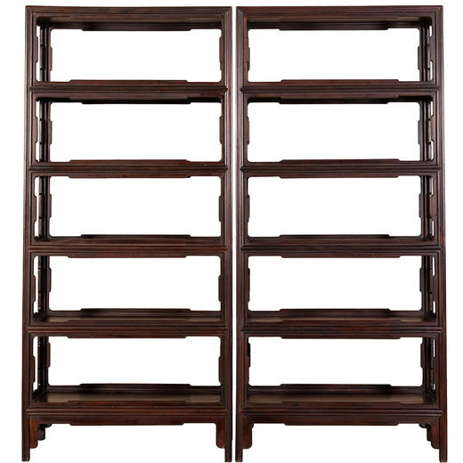 二十世纪	红木洼堂肚圈口五层架格（一对） 商品图5