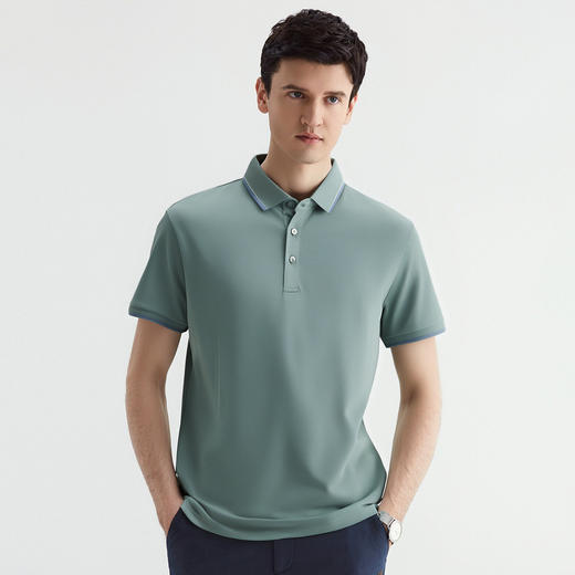 【含桑蚕丝】罗蒙夏季商务男士polo衫百搭休闲男t恤短袖polo衫 商品图2