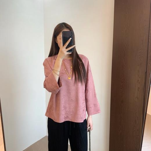 新款国风新中式提花垂顺缎面八分袖美妙衫 商品图4