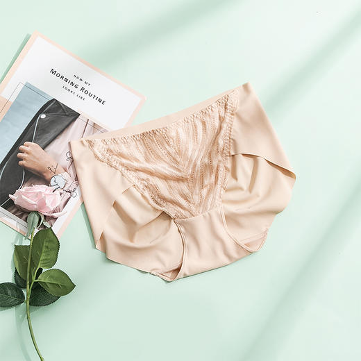 【洛诗琳老顾客福利款】【3条99元 5条149元】真丝桑蚕丝内档❗❗桑蚕丝蕾丝拼接高弹力真丝三角无痕透气内裤（贴身衣物不支持退换 )65131 商品图7