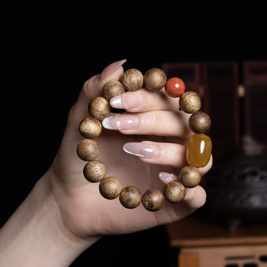 xy0347沉香+玛瑙南红国风diy手串 商品图7