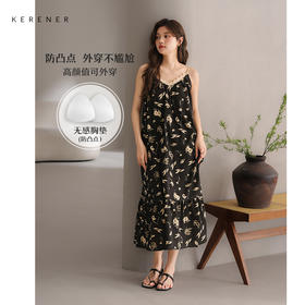 可人儿小众设计新款奥力绵女士睡衣夏季吊带少女带胸垫可外穿睡裙