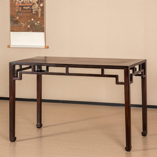 清	红木罗锅枨矮栳四面平独板画桌 商品图2