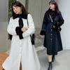 双十二福利！清！不支持退（无毛领毛袖套件）【诗铭洛可】XCA423棉服大码法式复古OL中长款气质菱格大衣外套 商品缩略图3