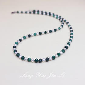 孔雀石小米珍珠项链