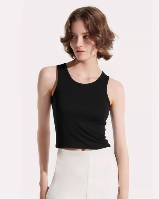 官网299！免穿文胸百搭运动休闲固定杯女士打底背心可外穿修身带胸垫美背小吊带内衣 商品图1