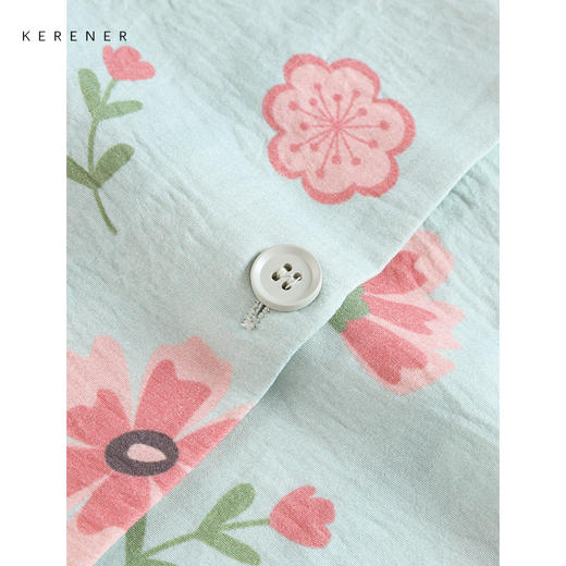 可人儿小众设计师新款泡泡绵女士睡衣夏季短袖可外出家居服三件套 商品图2