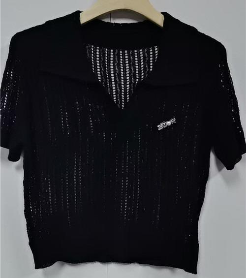 NC翻领镂空短袖毛织上衣50411夏季092202012258 商品图2