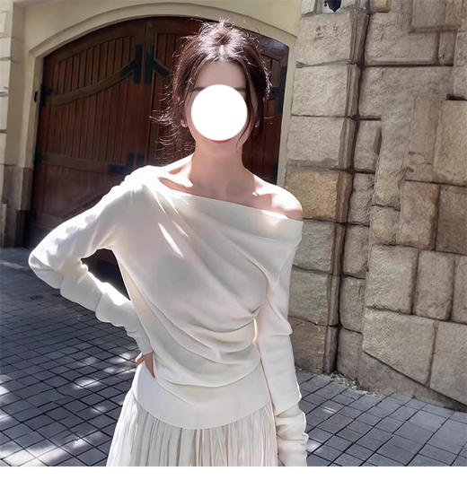 裁缝学苑AH03荡领露肩一字领针织长袖T恤纸样女装上衣样板图纸 商品图3