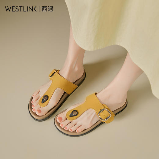 西遇勃肯凉拖鞋女夏季新款复古休闲沙滩鞋夹趾平底外穿人字拖V1156739 商品图2