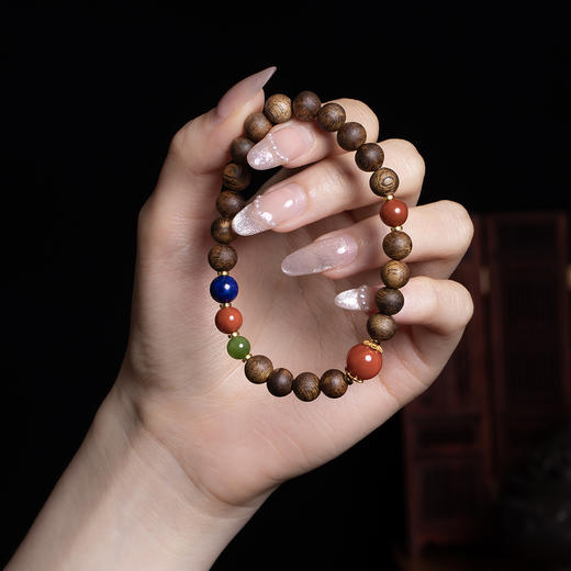 xy0353沉香+南红碧玉青金石国风穿搭手串 商品图4
