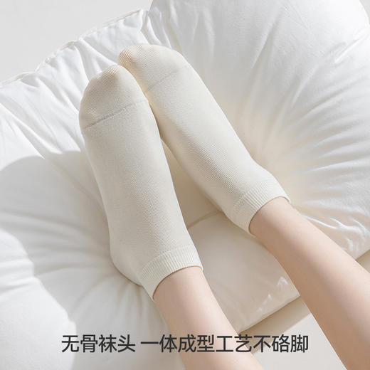 左分之右袜子女春夏纯棉纯色10A抗菌船袜吸汗防滑不掉跟浅口短筒袜 商品图1
