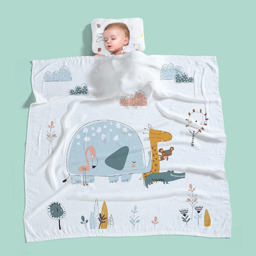 【轻柔竹棉纱 舒爽入睡】双层纱布宝宝包巾襁褓巾竹纤维婴儿浴巾新生儿童被盖毯幼儿园盖被 商品图10