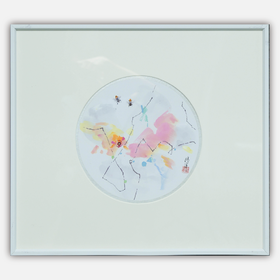 鸥洋《小虫看世界之一》国画原作21CM*21CM 手绘纸本圆形作品含框【GH0530】