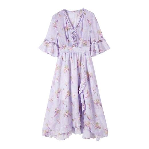 「高货oyg」全新升级【铂金会员560/天猫759/差价199】(02839)洛诗琳真丝印花连衣裙2025夏气质收腰桑蚕丝法式仙女裙oyg 商品图4