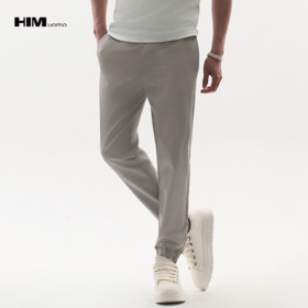 HIM漢崇  舒适松紧腰束脚裤男设计感简约压花后袋休闲裤 2026春季