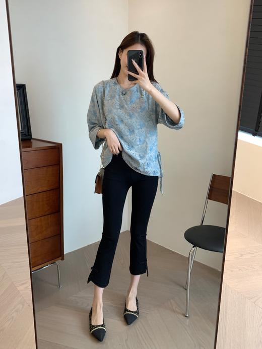 新款国风新中式提花垂顺缎面八分袖美妙衫 商品图2