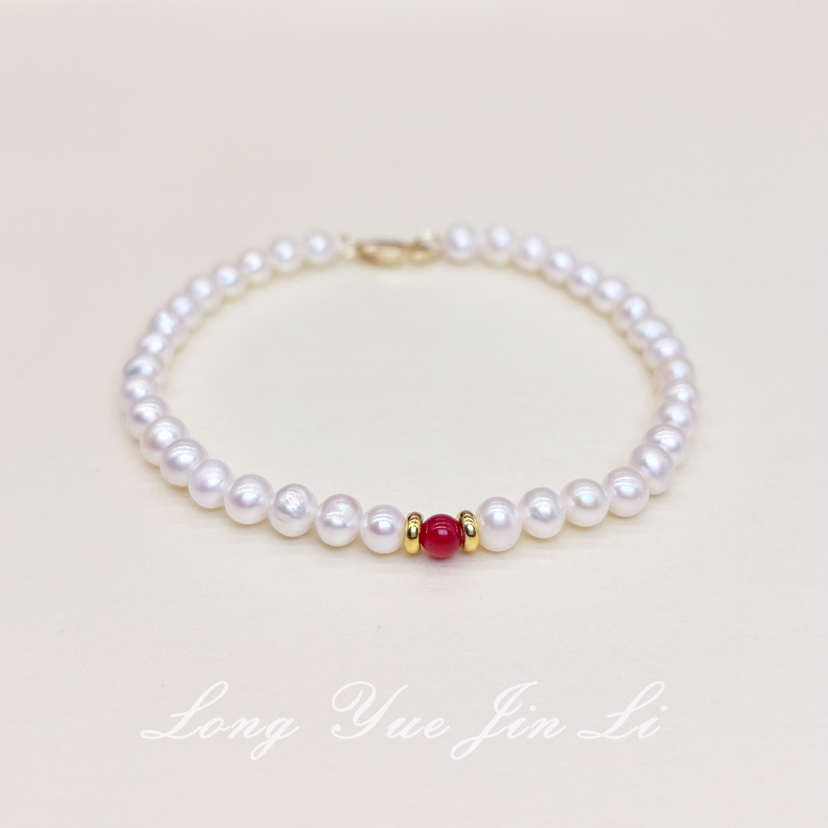 红珠小米珍珠手链