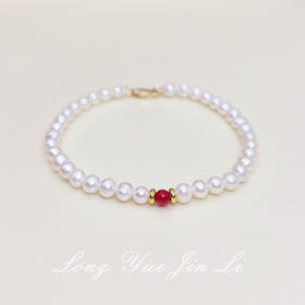 红珠小米珍珠手链