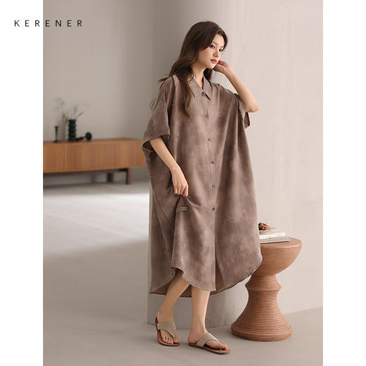 可人儿小众设计师新款泡泡绵女士睡衣夏短袖少女睡裙可外穿家居服 商品图3