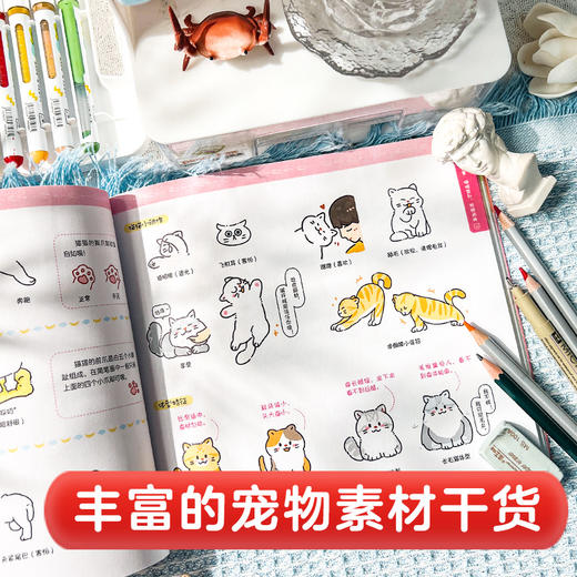 墨点治愈系萌宠简笔绘小白初学者画画简笔画入门教程动物简笔画描绘本临摹素材教程涂鸦彩铅绘画画儿童启蒙学画零基础自学 商品图6