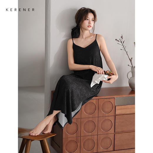 可人儿小众设计师奥力绵女士睡衣夏季吊带少女带胸垫睡裙可外穿 商品图2