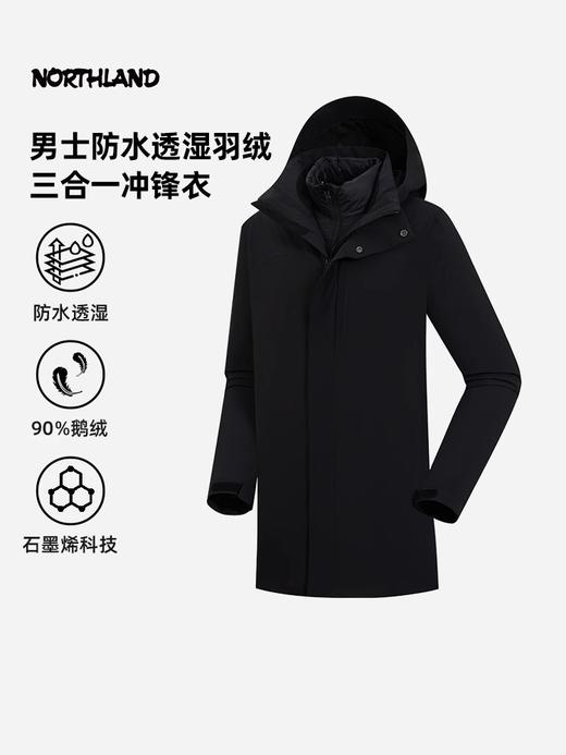 诺诗兰三合一冲锋衣鹅绒内胆户外石墨烯保暖徒步登山服科特男式三穿冲锋衣NWJEH5612D 商品图0
