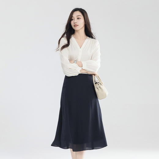 火桐hooton 重磅23姆米 鬼绉真丝半裙YT8052 商品图0