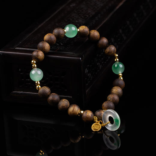 xy0338沉香+非洲翠平安扣手串 商品图1