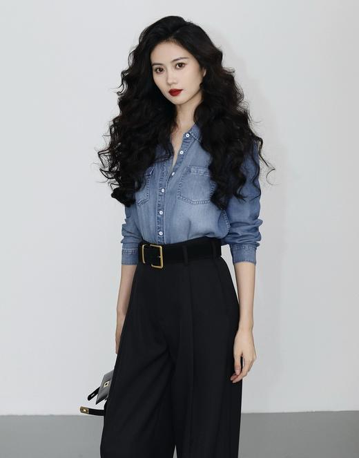 清凉感柔软润滑垂感天丝可叠穿可开衫防晒牛仔显瘦衬衫 商品图6