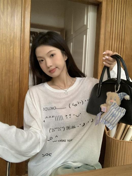 <曾小咸推荐> 慵懒字母长袖罩衫棉T 商品图9