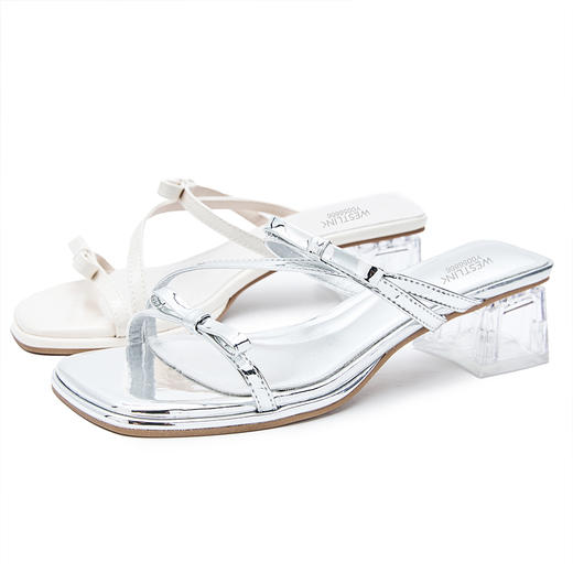 西遇水晶跟凉拖鞋女款新款爆款夏季配裙子高跟鞋外穿粗跟凉鞋Y0056866 商品图4