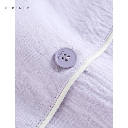 【可人儿&香芋紫】新款泡泡绵女士睡衣夏季短袖可外出家居服三件套 商品图3