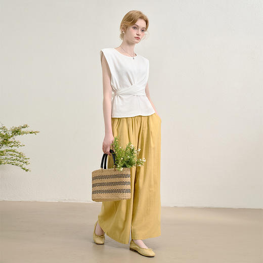 【海盐奶油】文艺感套装女春夏设计感背心搭阔腿裤两件套V0050627 商品图2