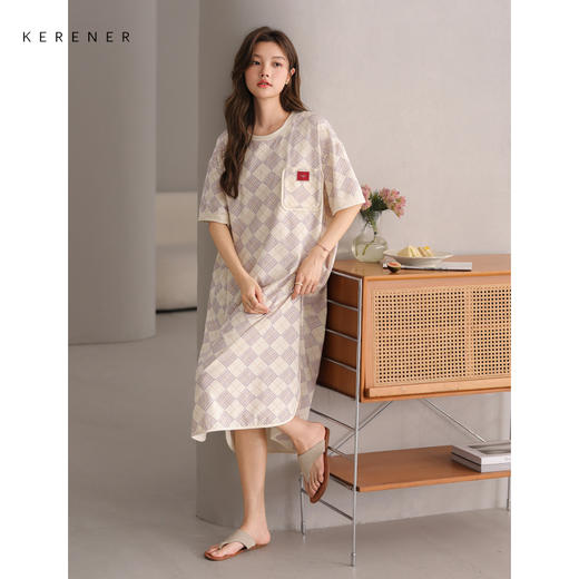 可人儿小众设计师新款奥力绵女睡衣夏季短袖少女睡裙可外穿家居服 商品图2