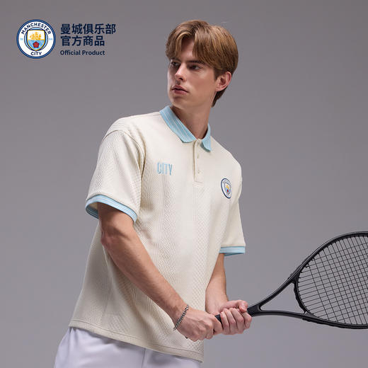 【官方正版】曼城俱乐部 | 米白色提花POLO衫领口螺纹清新小撞色 商品图4