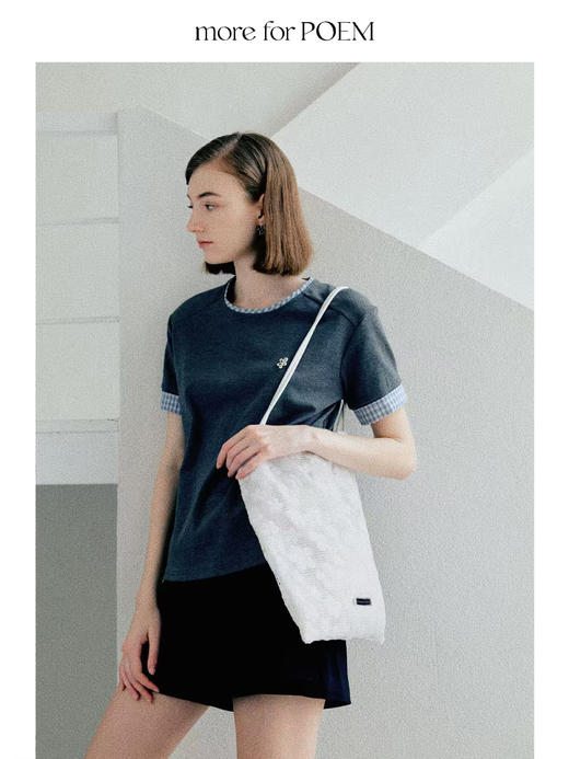 moreforPOEM 25/SS 原创设计「像素花园」珠片单肩包黑白亮片布袋 商品图1