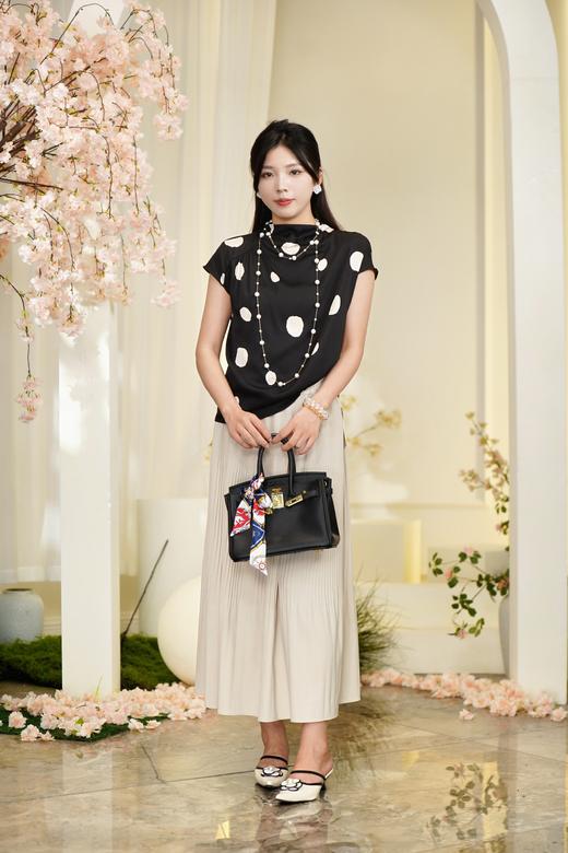 臣禾	【波点印花衬衫】19姆米弹力双乔真丝短袖上衣	JZ252050238 商品图7