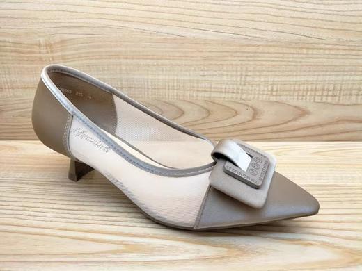 豪行正品夏季新款尖头浅口女鞋24220365低跟职业淑女风单网女凉鞋 商品图0