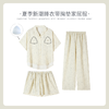 可人儿小众设计师新款泡泡绵女士睡衣夏季短袖可外出家居服三件套 商品缩略图0