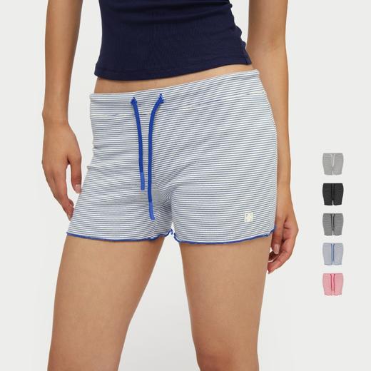 oneup条纹弹力花边短裤 商品图0