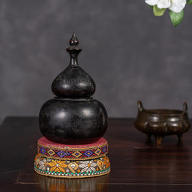 清	紫檀葫芦形香盒摆件