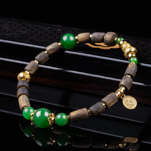 xy0354沉香+碧玉平安多财福禄相伴手串 商品图3