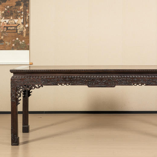 民国	红木束腰马蹄腿饕餮纹大画桌 商品图2