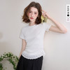 【限时秒杀】西遇圆领短袖t恤女春夏新款短款蕾丝边芭蕾风正肩白色上衣D0050504/D0050734/V0050735 商品缩略图0