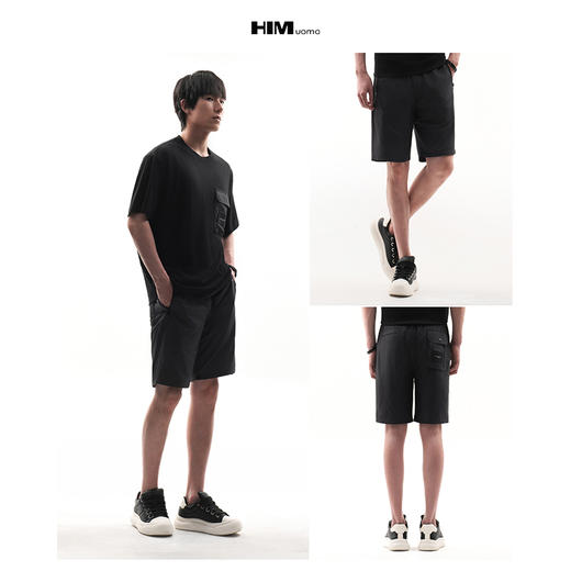 HIM漢崇  抽绳松紧腰运动短裤简约字母织唛休闲五分裤 2026春夏 商品图3